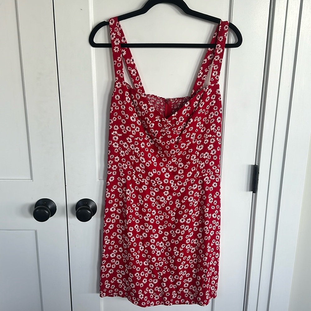 Red floral reformation dress
